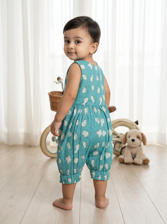Chidiya Romper in Aqua Blue