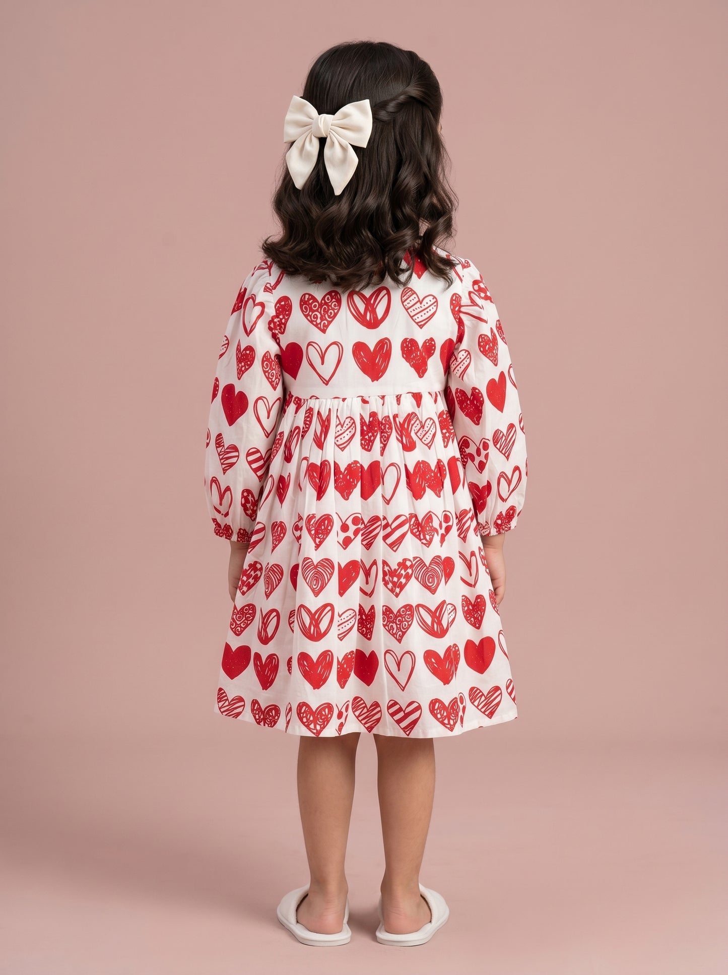 Maria Dress in Red and White Hearts