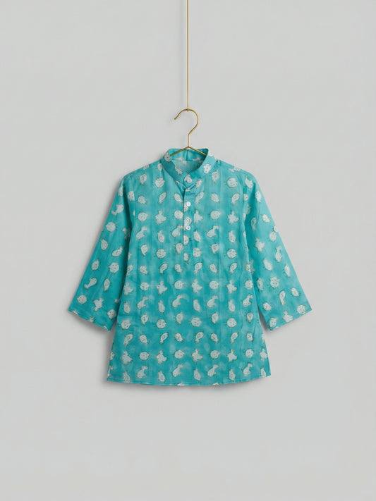 Chidiya Kurta in Aqua Blue