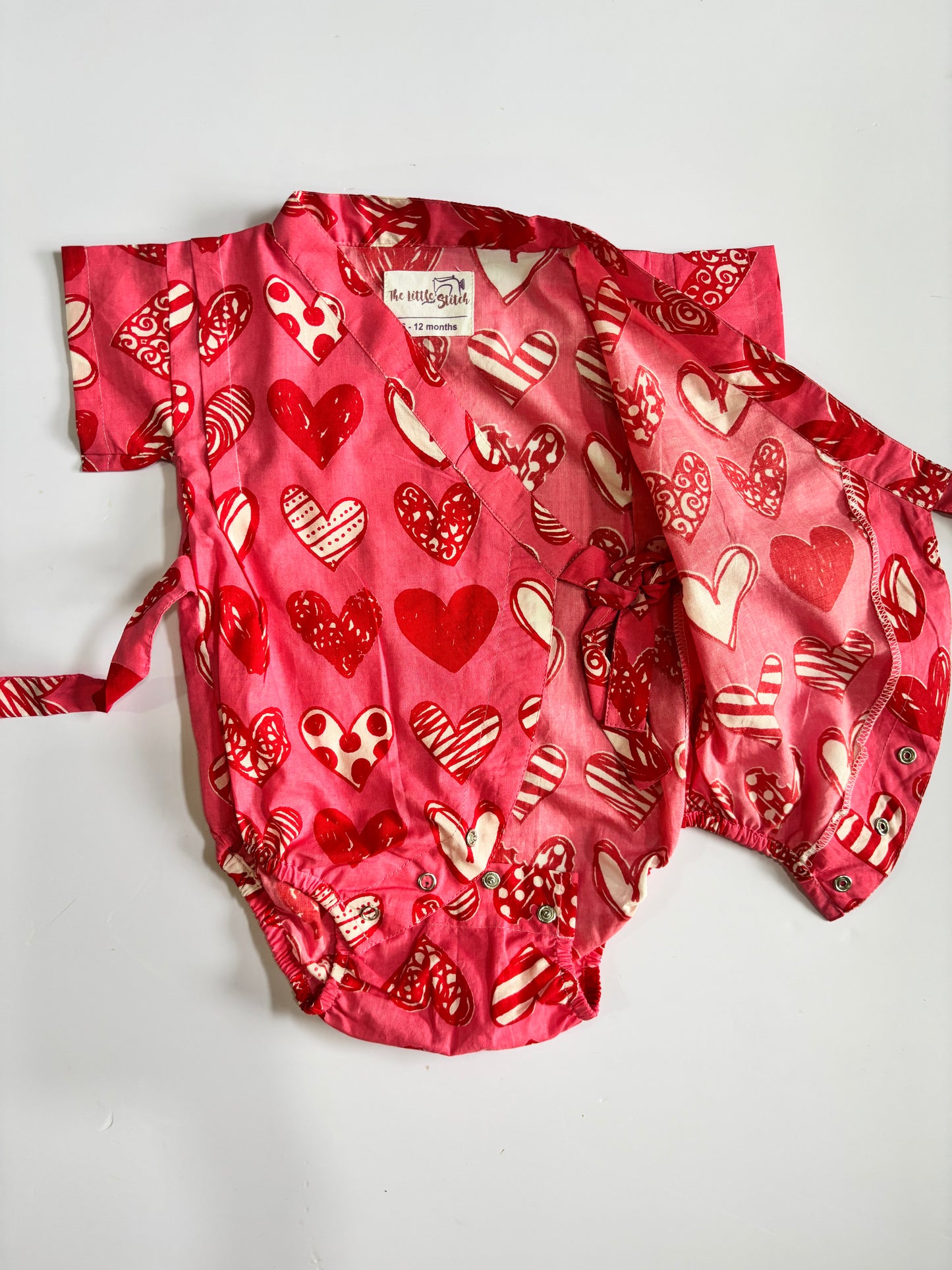 Pink Hearts Kimono Romper
