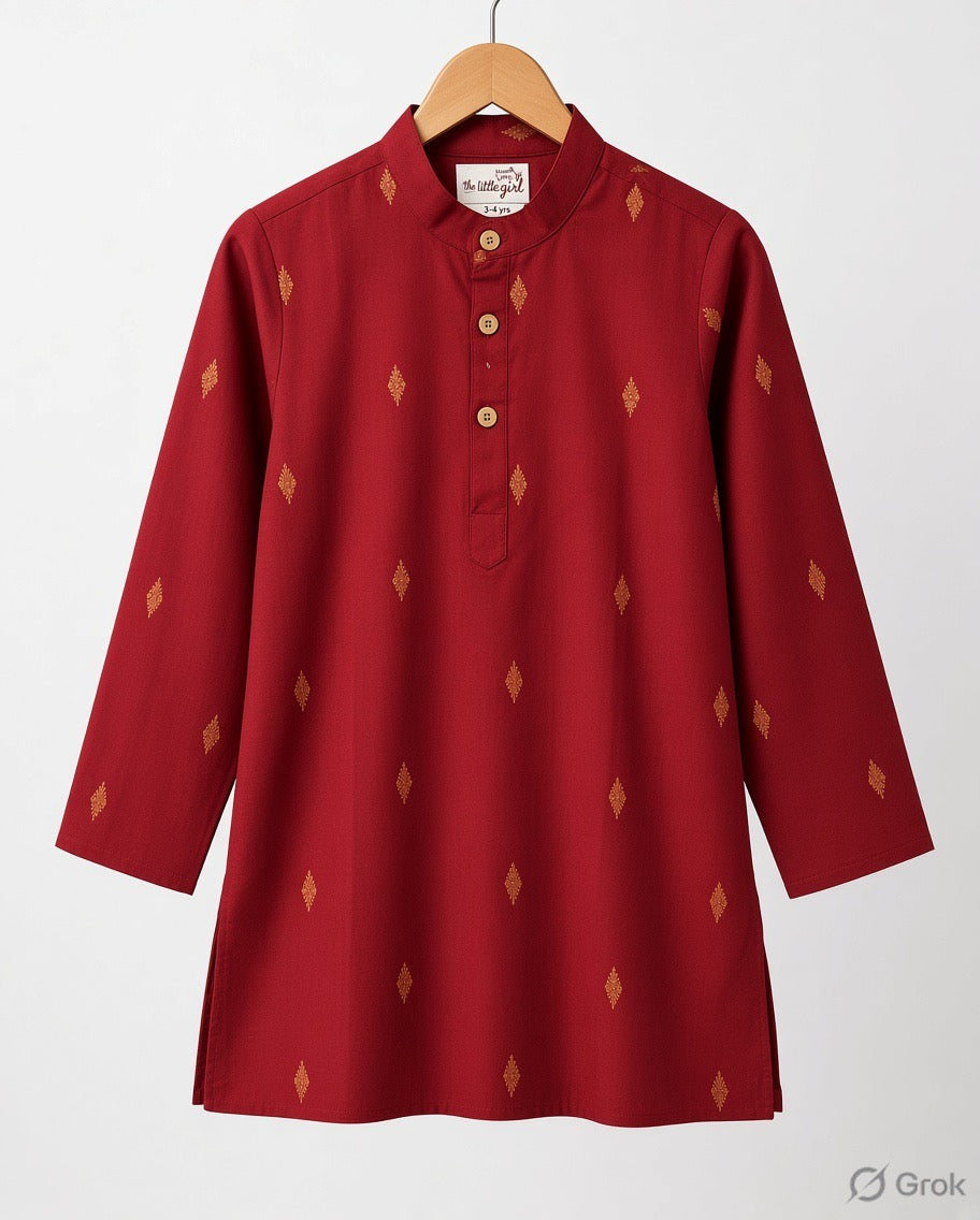 Red and Golden Butti Kurta