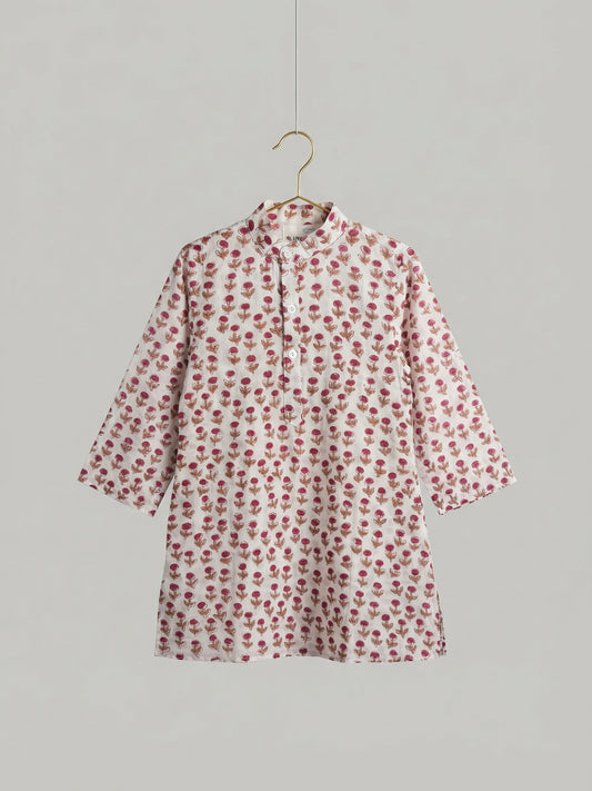 Bagh Kurta in White and Pink