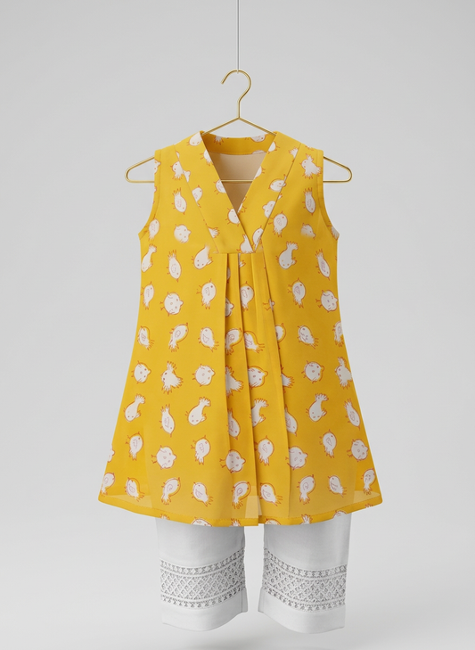 Chidiya Kurta Pant Set in Yellow