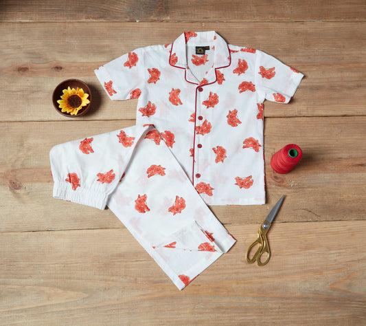 Mama and Baby Bear in Orange an White