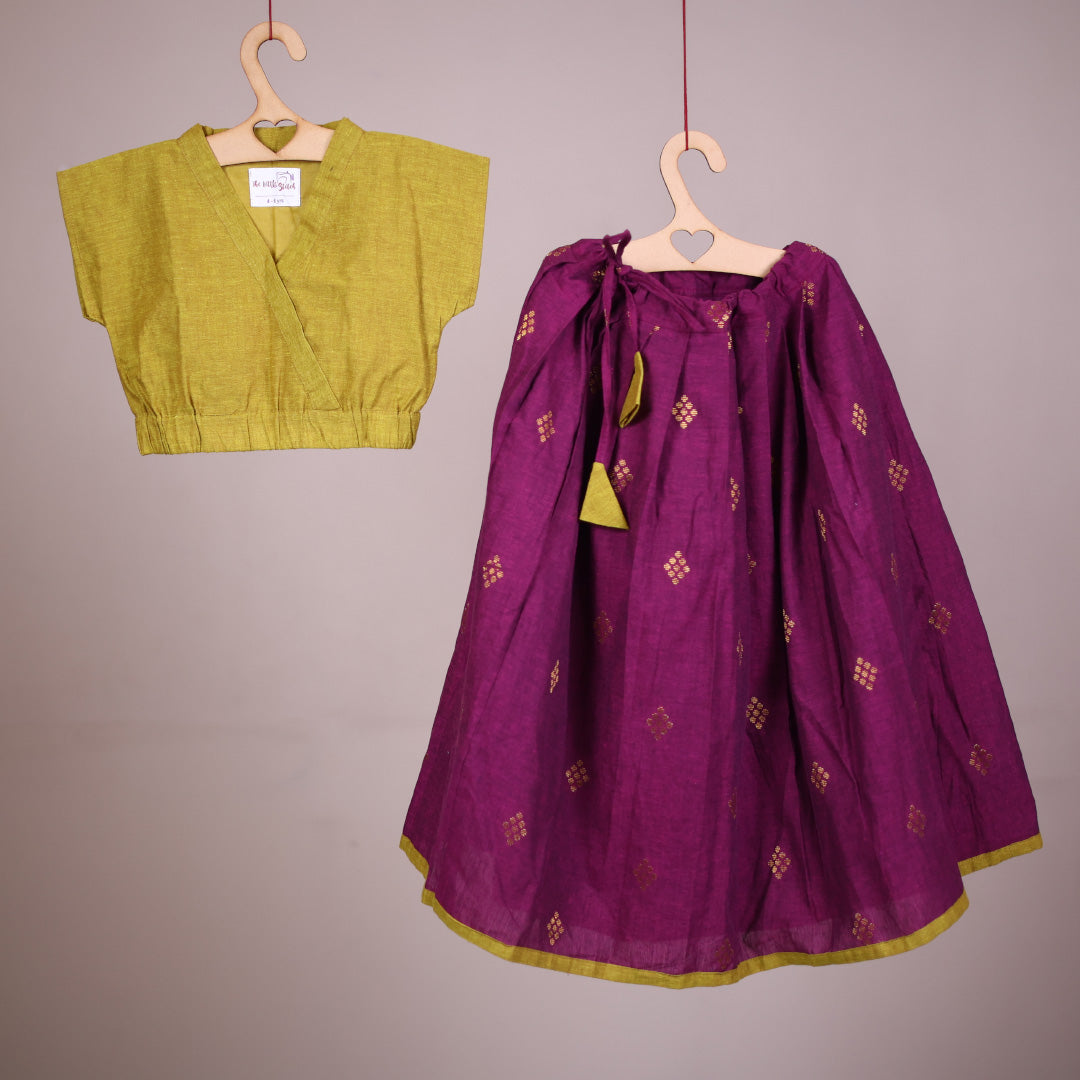 Nila Ghagra Choli in Green and Purple