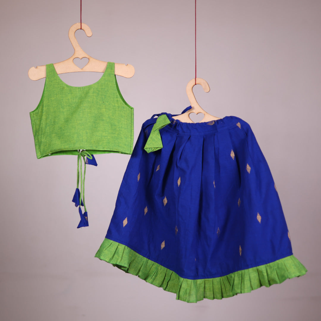 Nila Ghagra Choli in Green and Blue