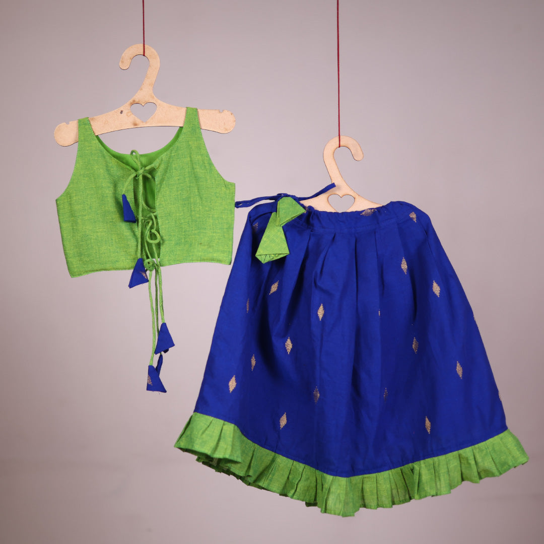 Nila Ghagra Choli in Green and Blue