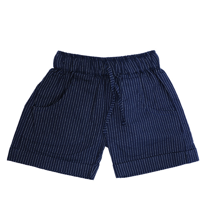 Katha Stitch Shorts in Navy Blue