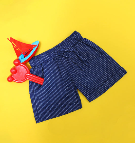 Katha Stitch Shorts in Navy Blue