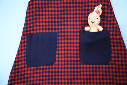 Red and Blue Checks Knot Dress