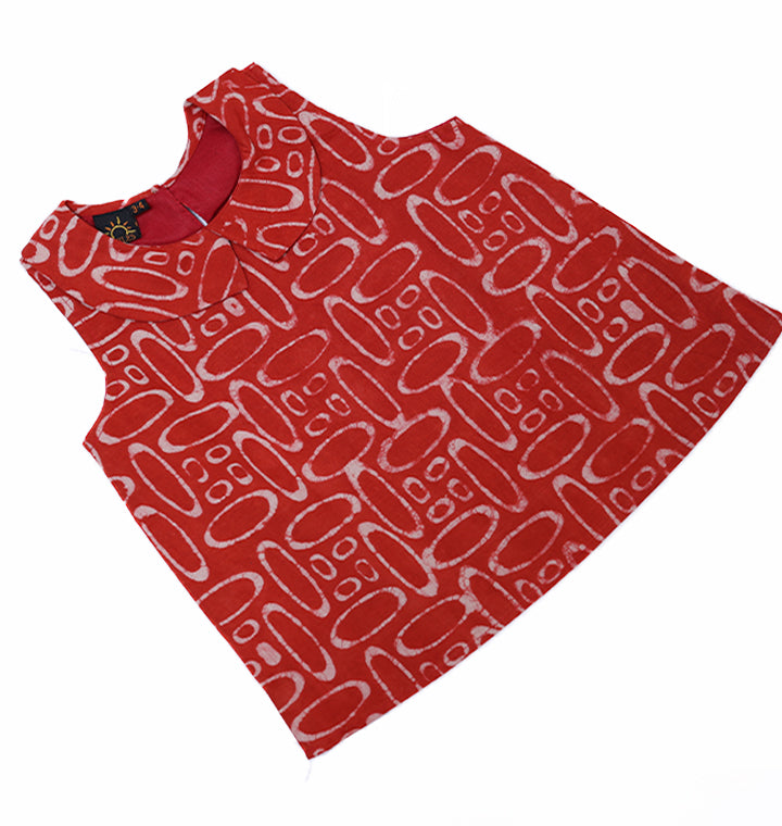 Peter Pan Collar Top in Red