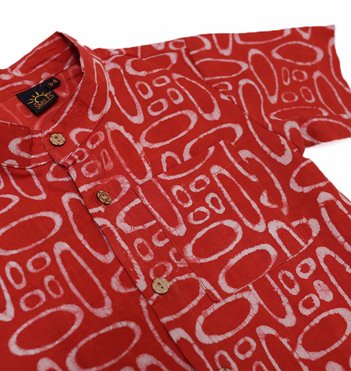 Red Shirt in Abstract Print