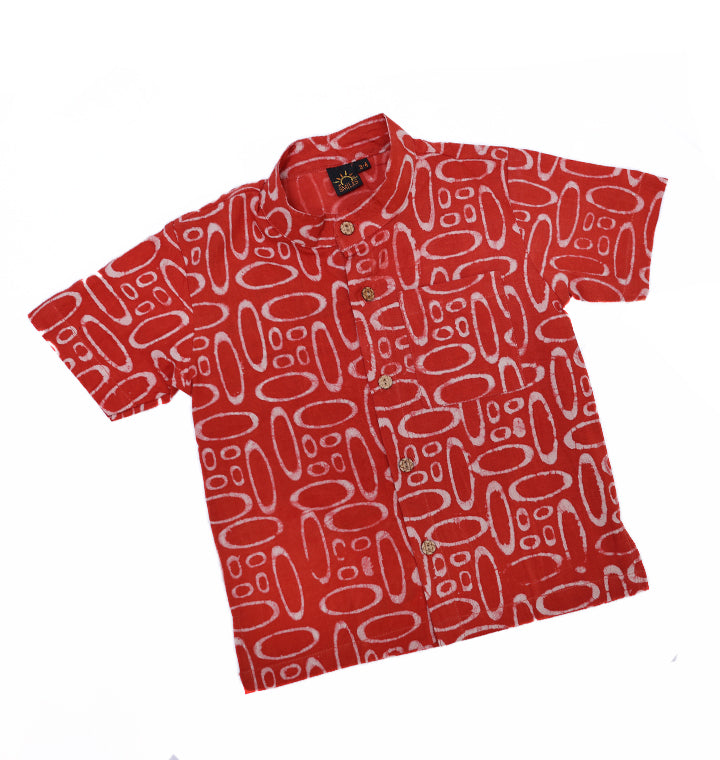 Red Shirt in Abstract Print