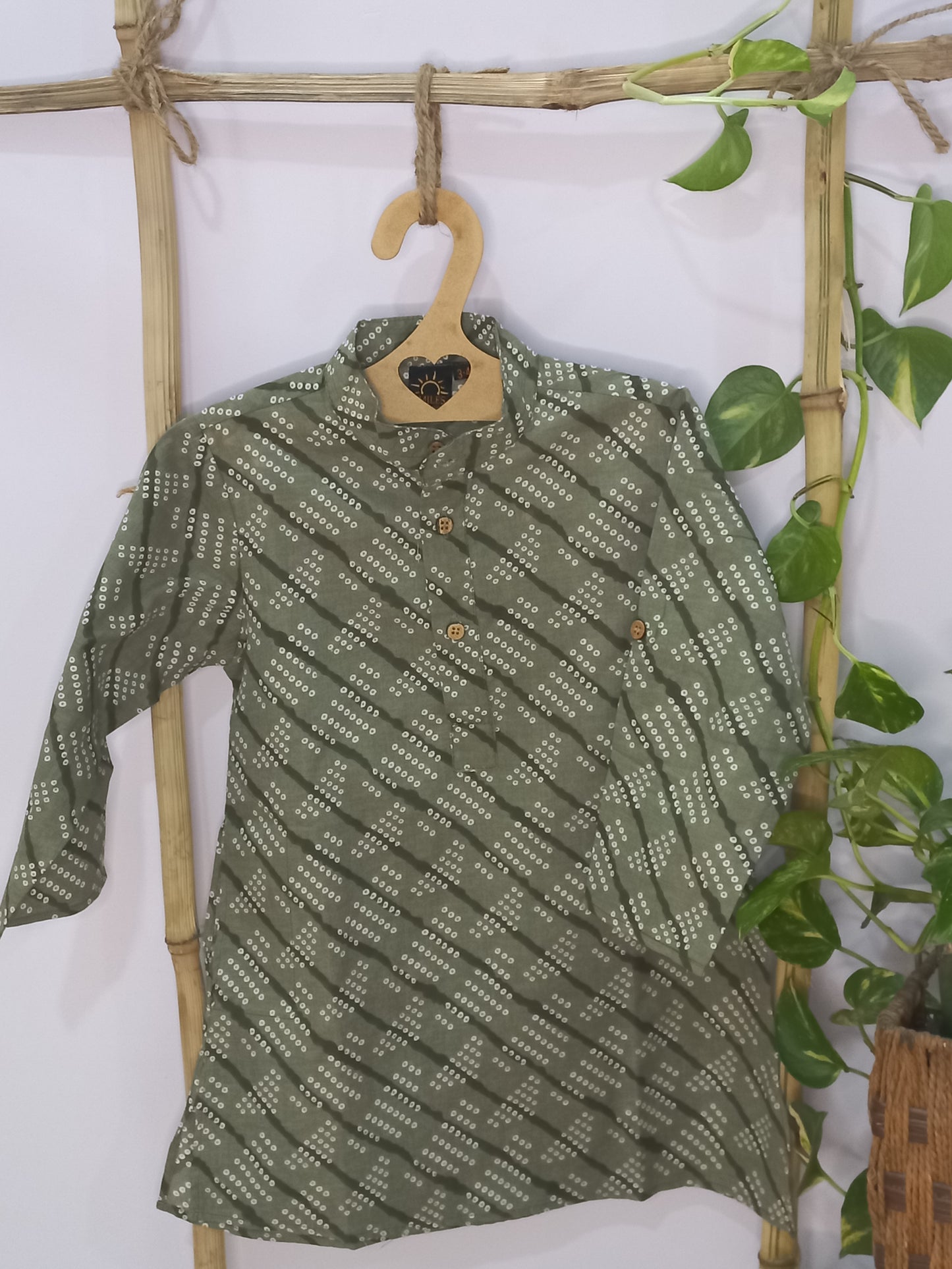 Green Printed Kurta