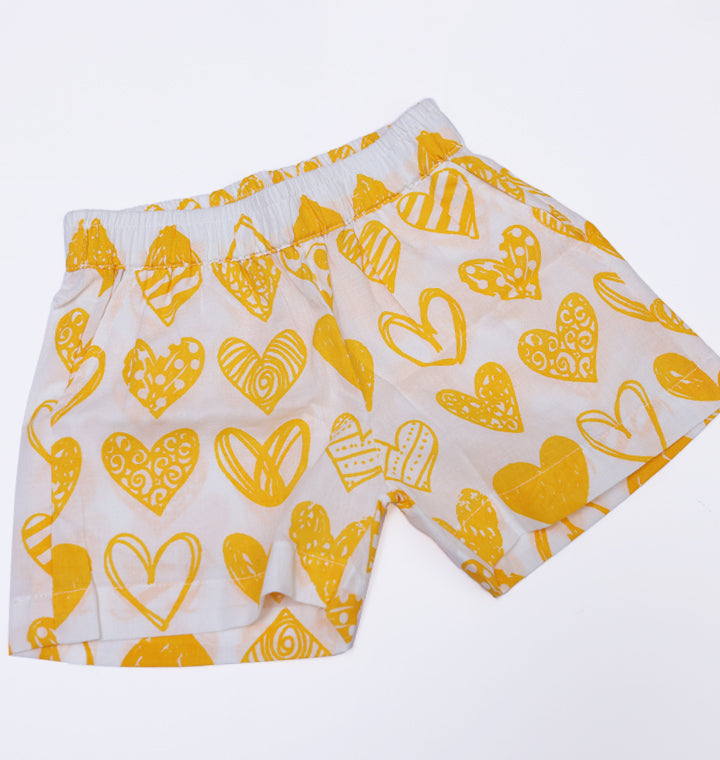 "Hearts" Coord Set for Boys in Yellow and White