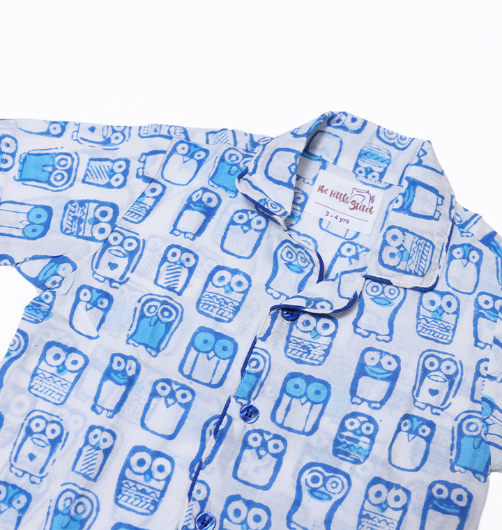 The Wise Owl Nightwear in Blue and White