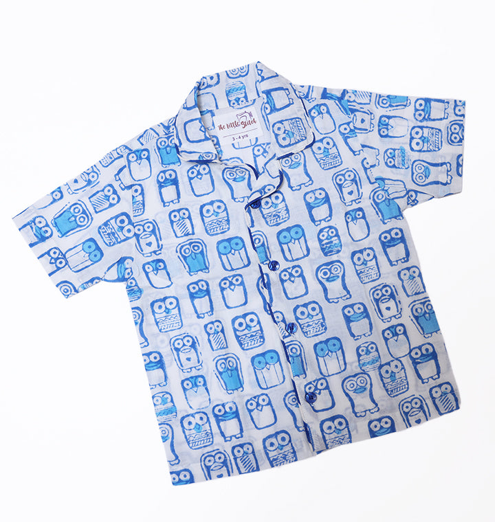 The Wise Owl Nightwear in Blue and White