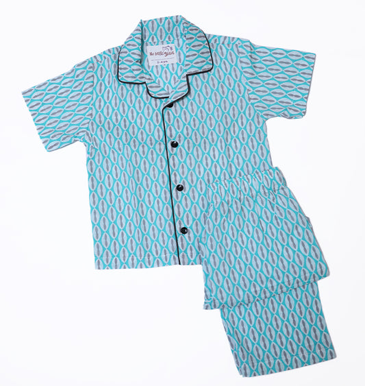 Aqua Green and White Nightwear