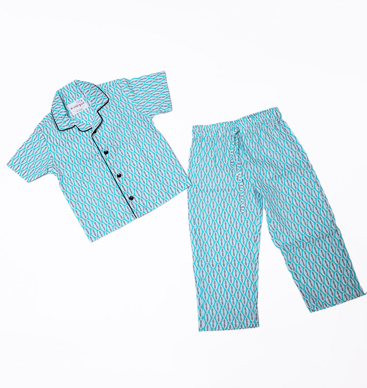 Aqua Green and White Nightwear