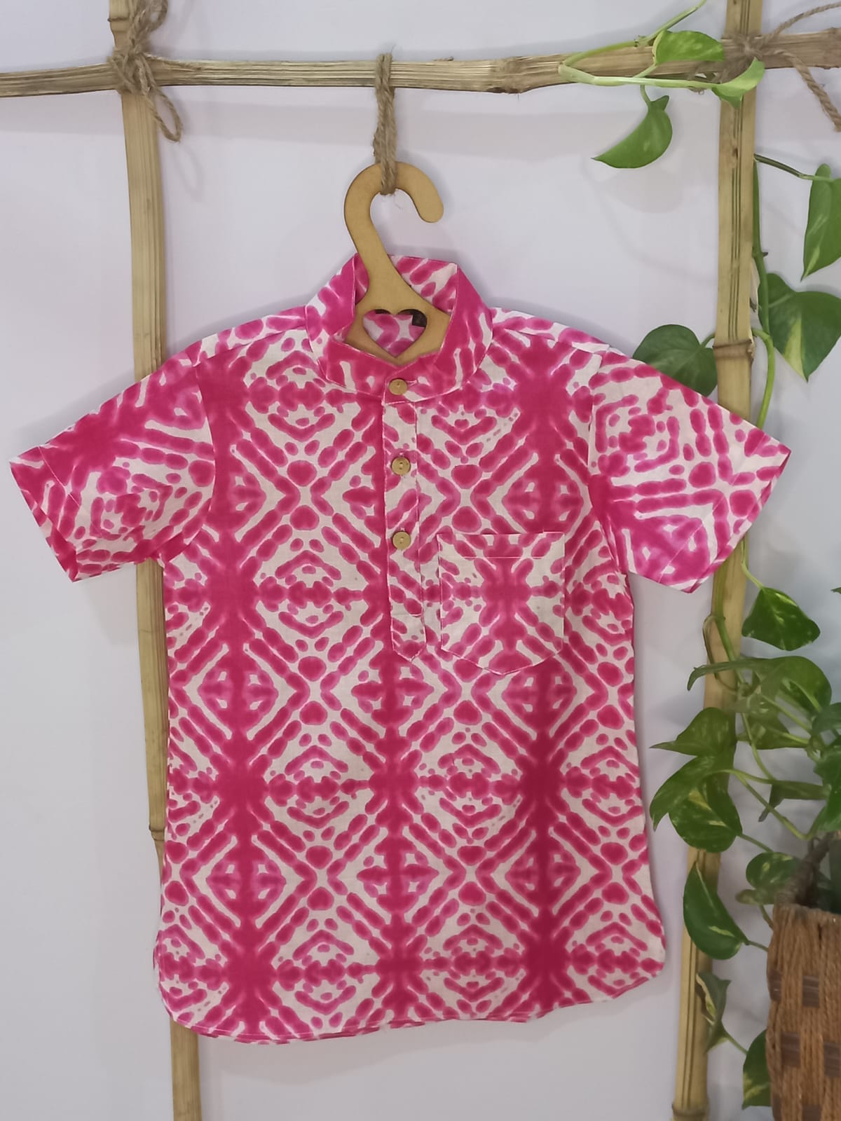 Pink Shibori Kurta