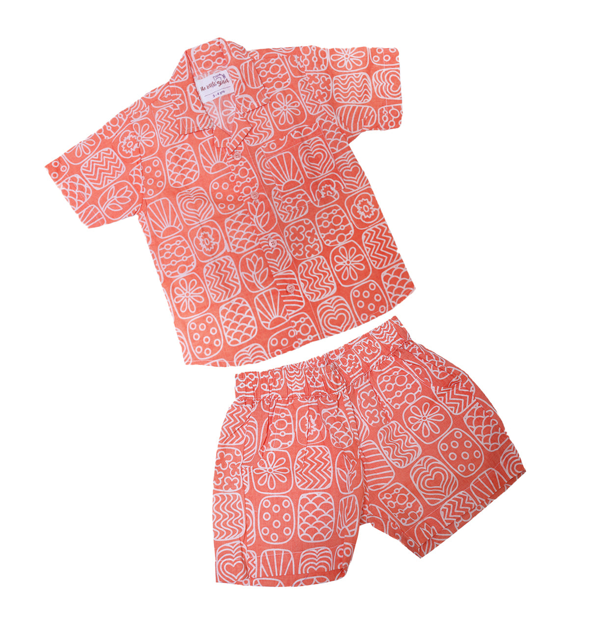 "Hello Summer" Coord Set for Boys in Peach and White