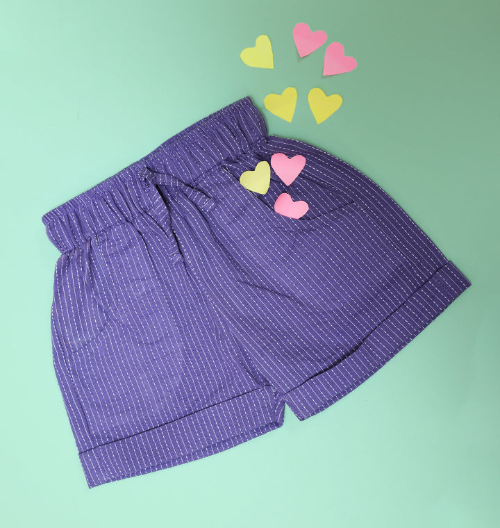 Katha Stitch Shorts in Purple