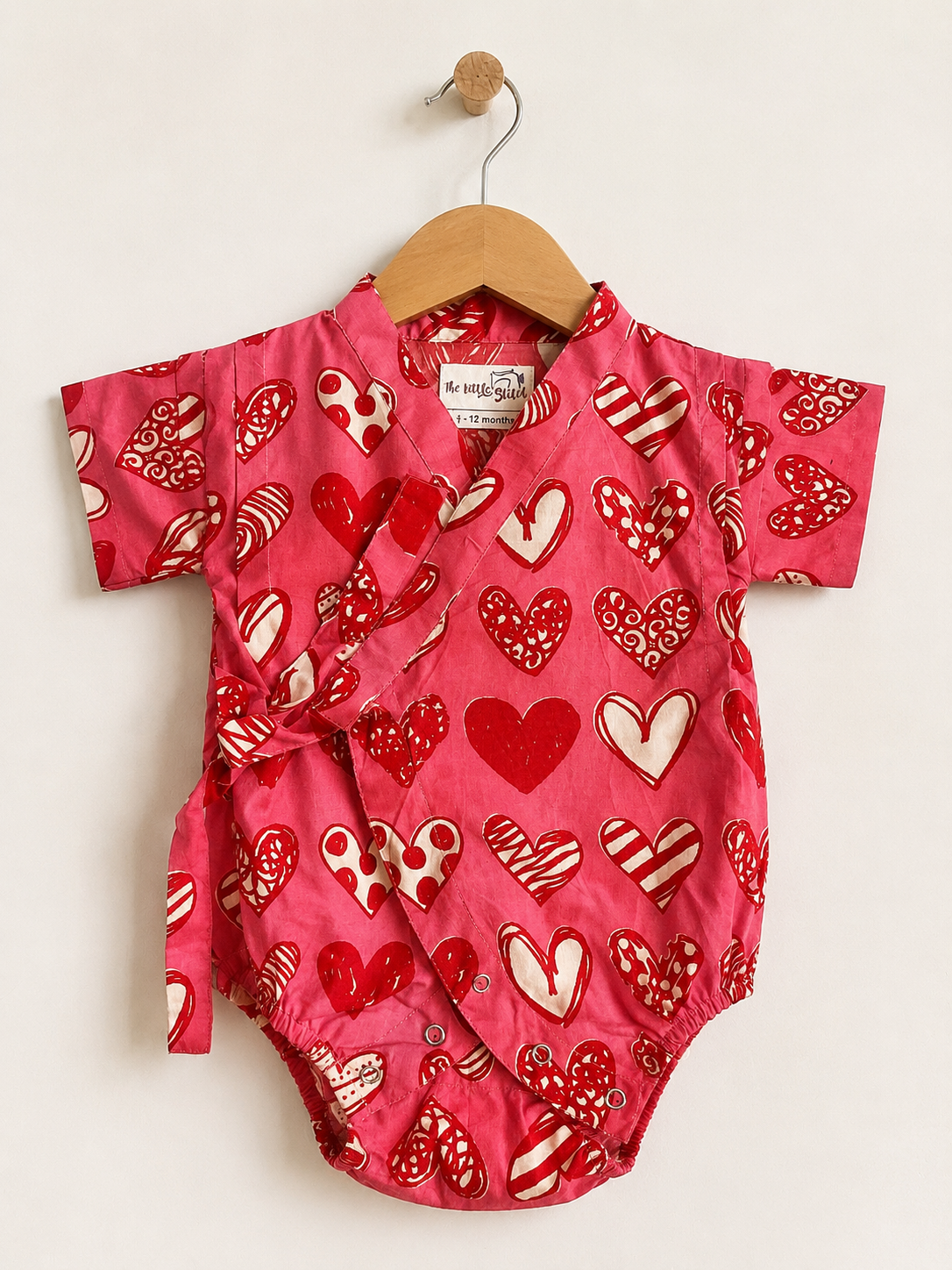 Pink Hearts Kimono Romper