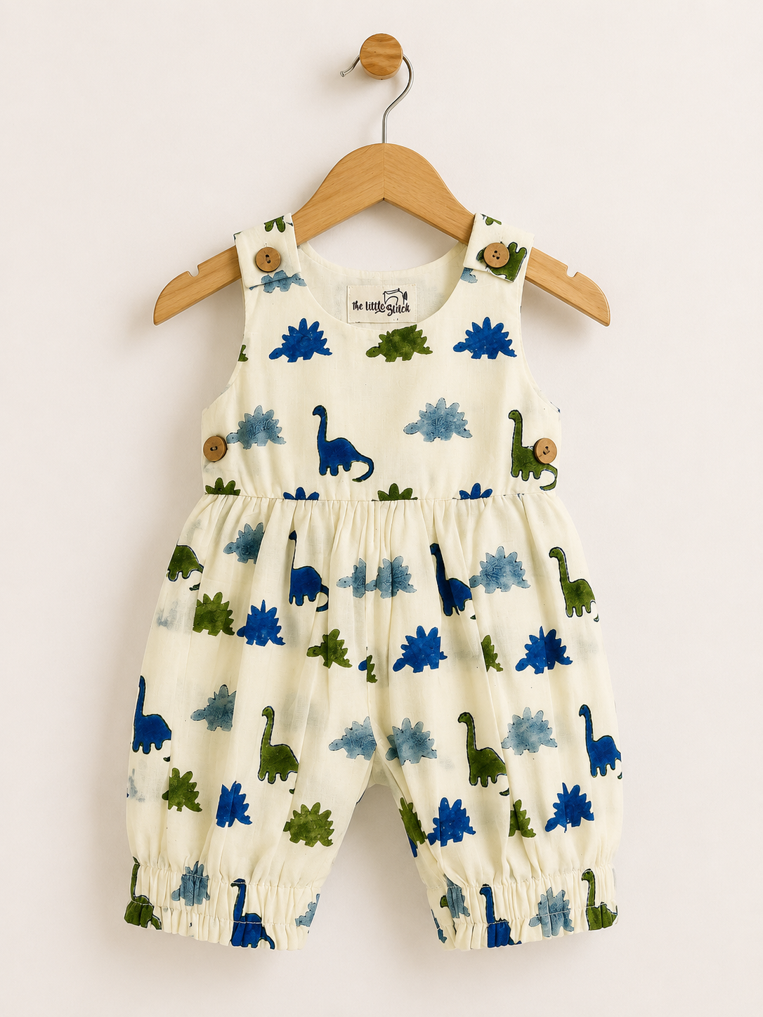 Barney Romper in Blue and Green
