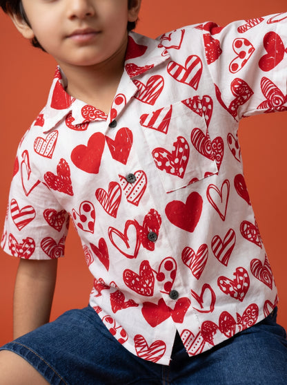 Hearts Shirt in Red and White