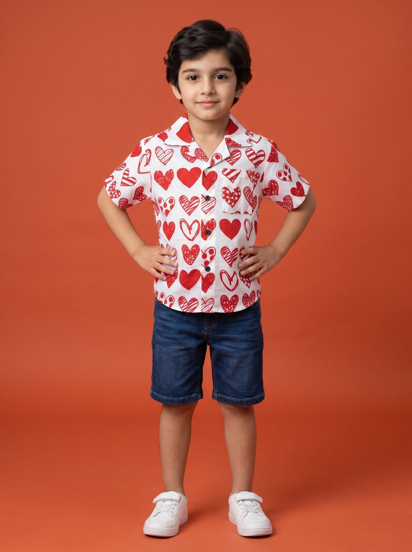 Hearts Shirt in Red and White