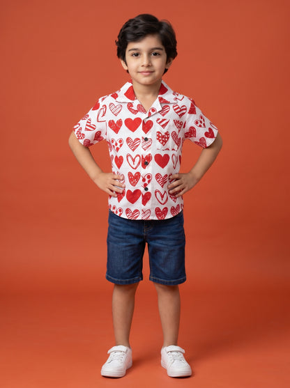 Hearts Shirt in Red and White