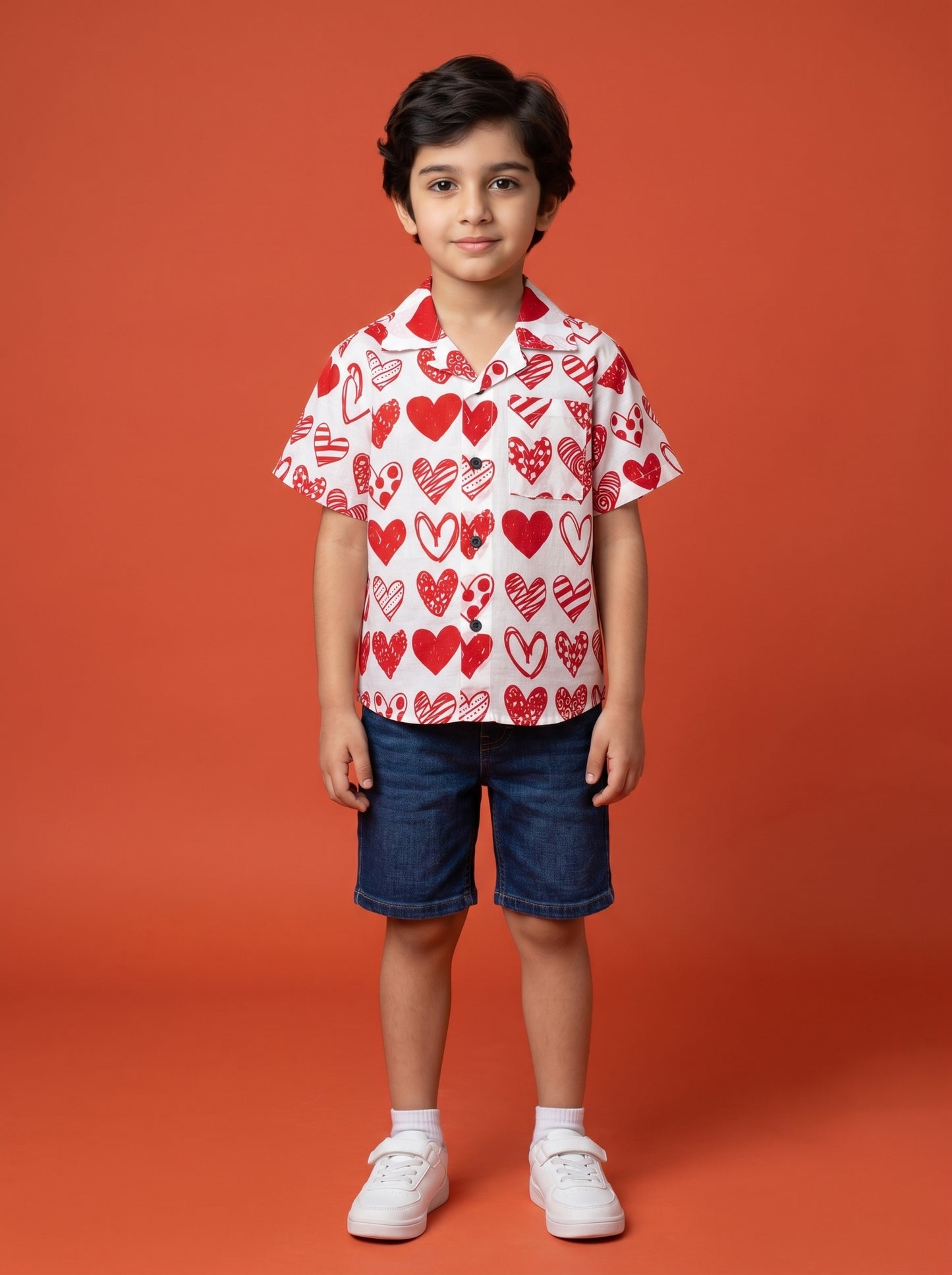 Hearts Shirt in Red and White