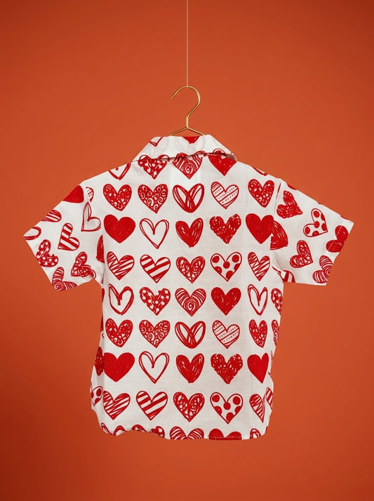 Hearts Shirt in Red and White