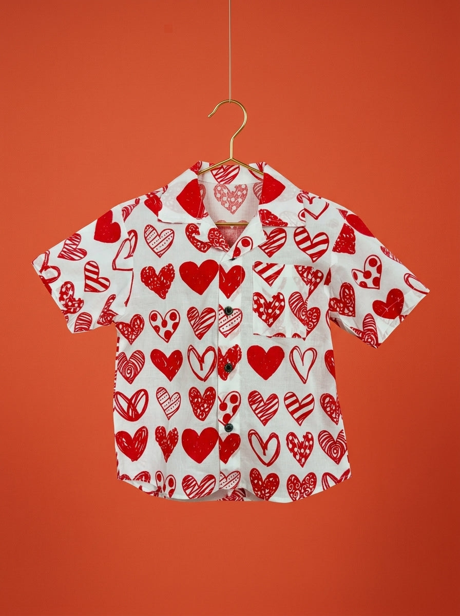 Hearts Shirt in Red and White