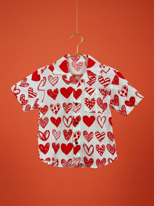 Hearts Shirt in Red and White