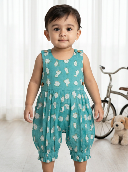 Chidiya Romper in Aqua Blue