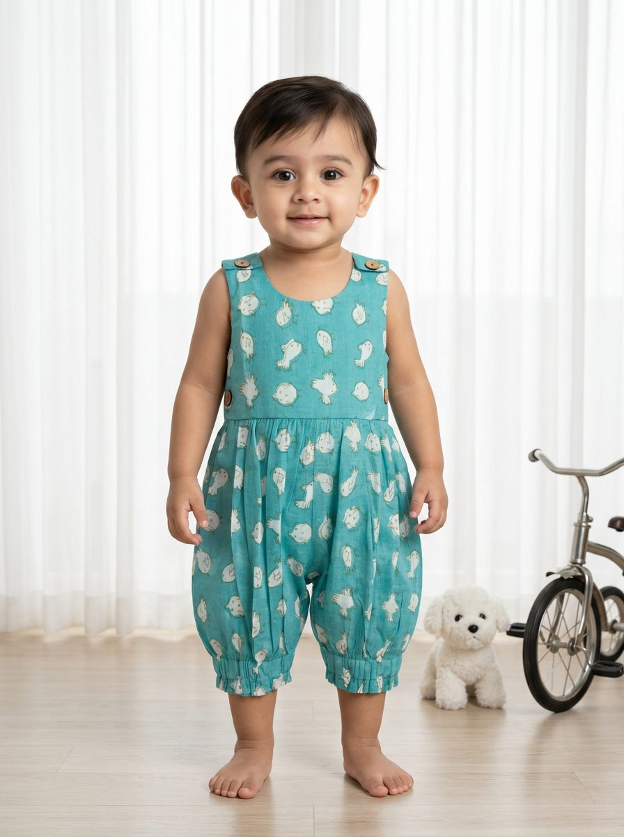 Chidiya Romper in Aqua Blue