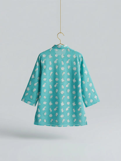 Chidiya Kurta in Aqua Blue