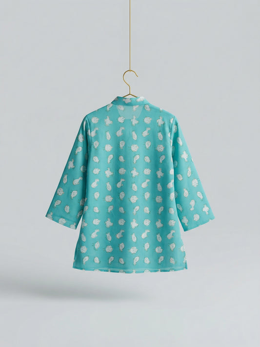 Chidiya Kurta in Aqua Blue