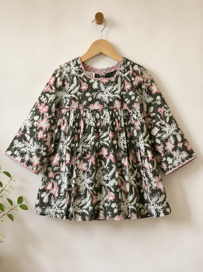 Gulmohar Dress in Grey and Pink