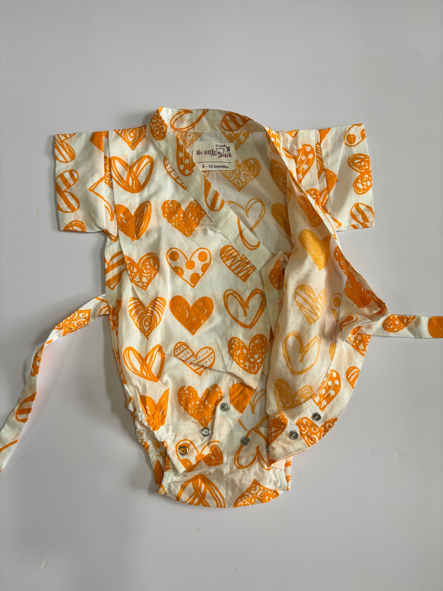Yellow Hearts Kimono Romper