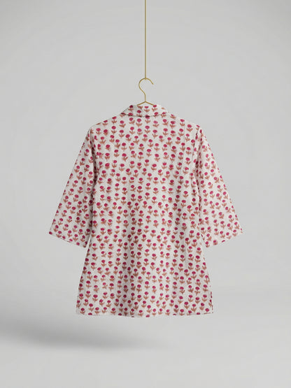 Bagh Kurta in White and Pink