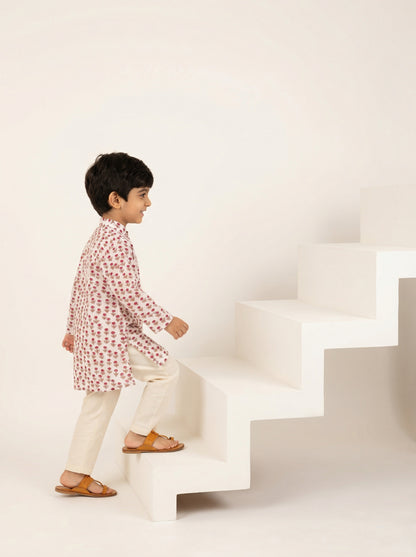 Bagh Kurta in White and Pink