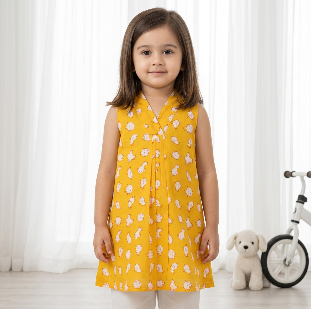 Chidiya Kurta Pant Set in Yellow