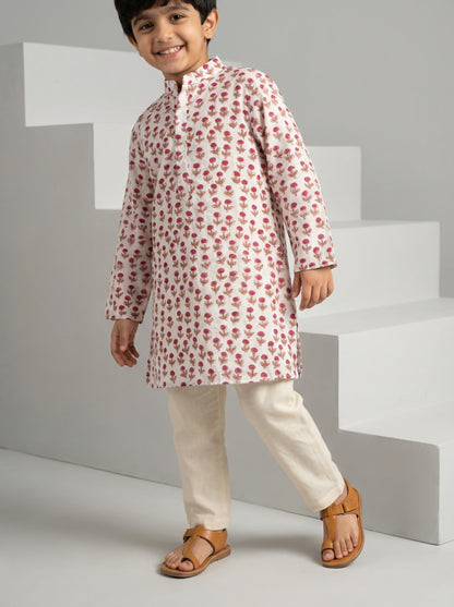 Bagh Kurta in White and Pink