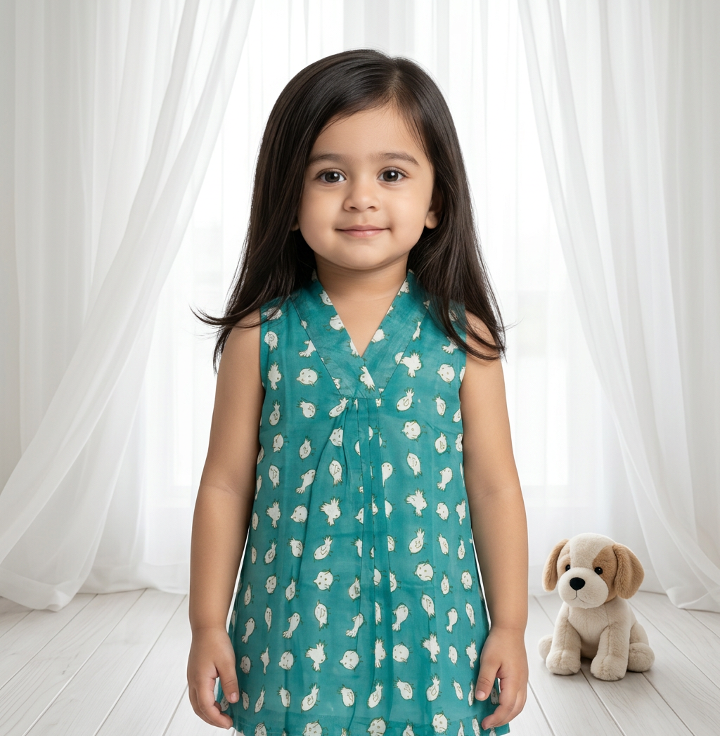 Chidiya Kurta Pant Set in Aqua Blue