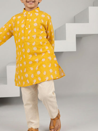 Chidiya Kurta in Yellow