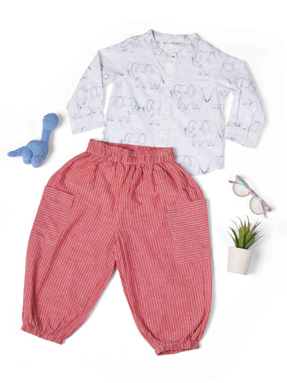 Dawn to Dusk Pants in Onion Pink and White Stripes