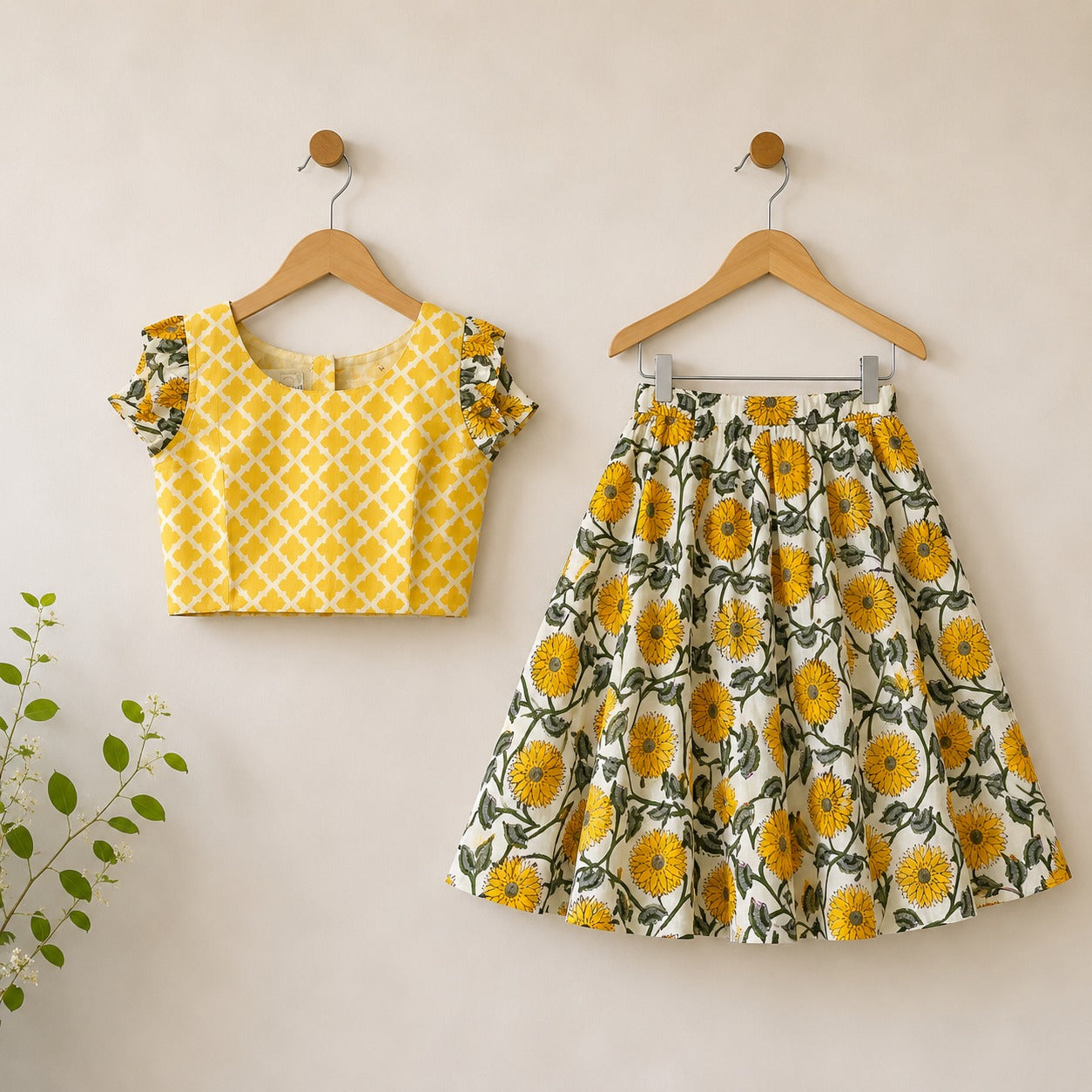 Phool Ghagra Choli in Yellow