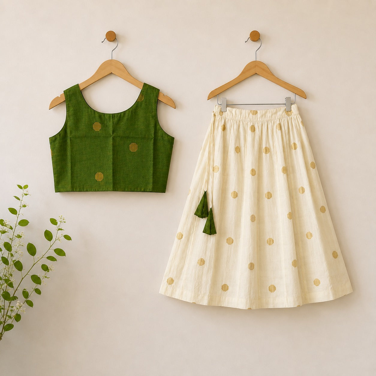 Nila Ghagra Choli in Green and Off white